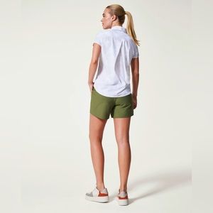 SPANX Sunshine Short Sleeve Top NWT women’s size S small Floret White golf shirt